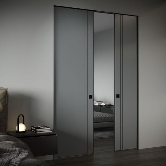 Пенал двустворчатый K-PUSH 12PA смоки Profil Doors в интерьере