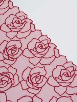 Вышивка на сетке красная неэластичная ширина 20 см