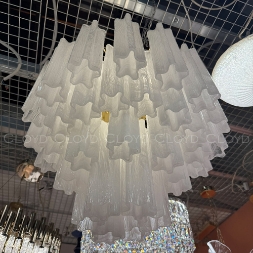 Люстра Cloyd ANNO-B C7 / Ø58 см - латунь светл. - стекло белые облака (арт.11648)