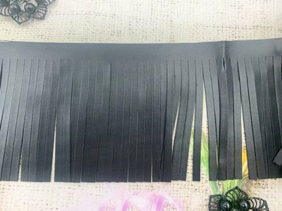 Бахрома кожзам, 10 см, чёрный