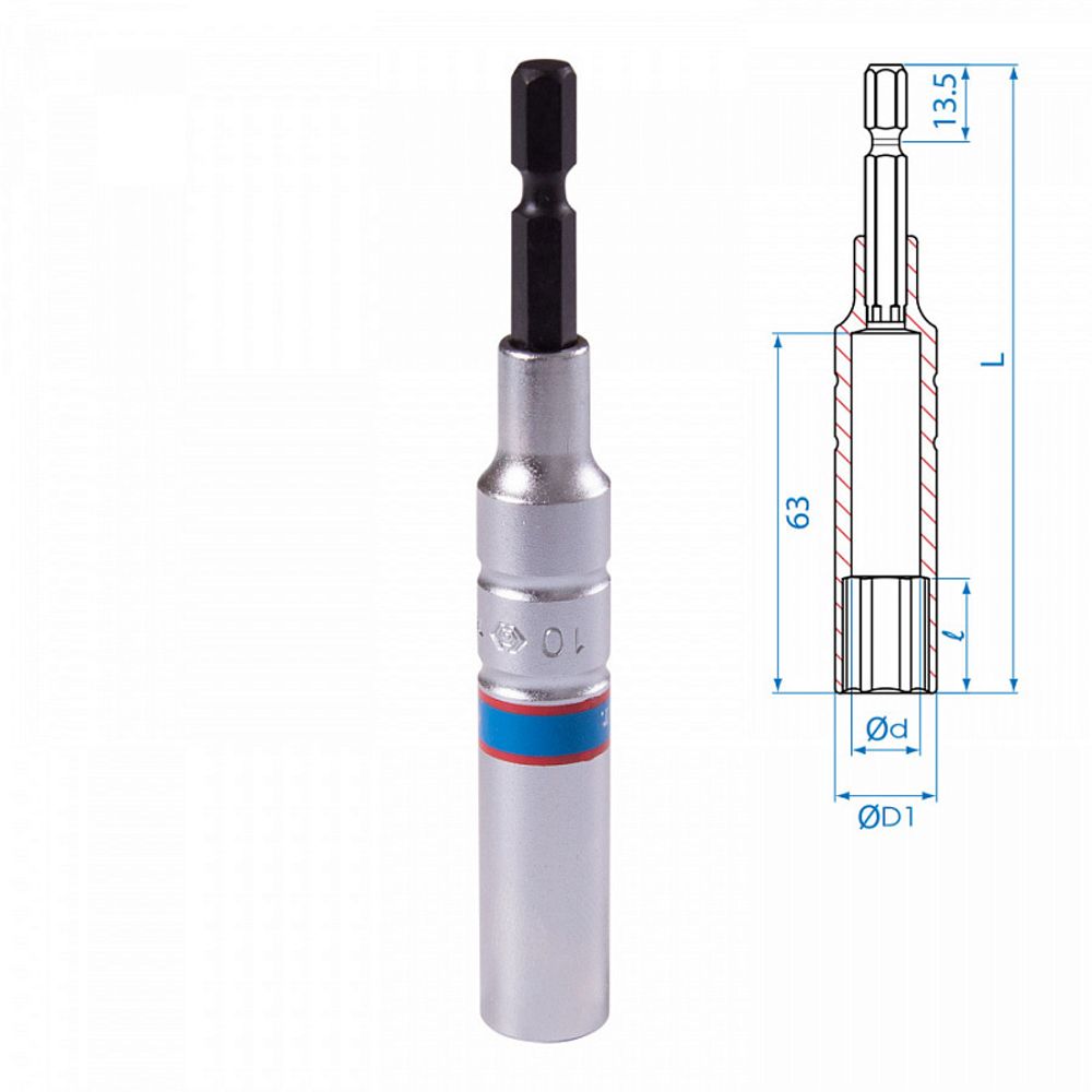 KING TONY (76C1110M) Головка для шуруповерта шестигранная 1/4", 10 мм, L = 110 мм