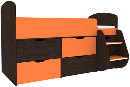 Кровать-чердак КарИВи Малыш 7 Венге Оранжевый