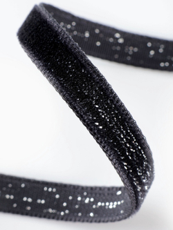 Бархатная лента с серебряным люрексом 6 мм