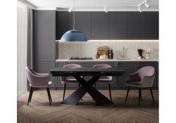 Стул на металлокаркасе Апри микровелюр розовый / черный глянец