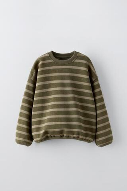 ZARA ТОЛСТОВКА В ПОЛОСКУ, ХАКИ