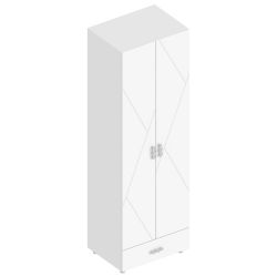 Шкаф 2-ств с ящиком и 2 штангами МС "Сандра" (Белый лофт)