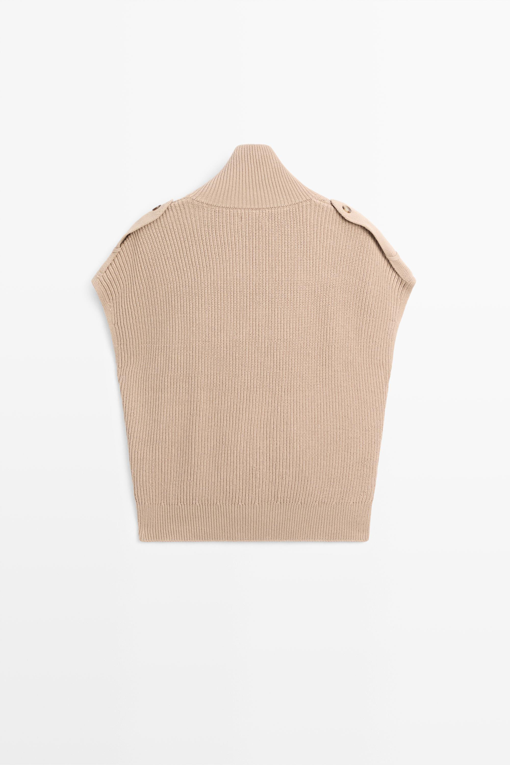 Massimo Dutti Трикотажный жилет из 100% хлопка с пуговицами, цвет верблюжьей шерсти