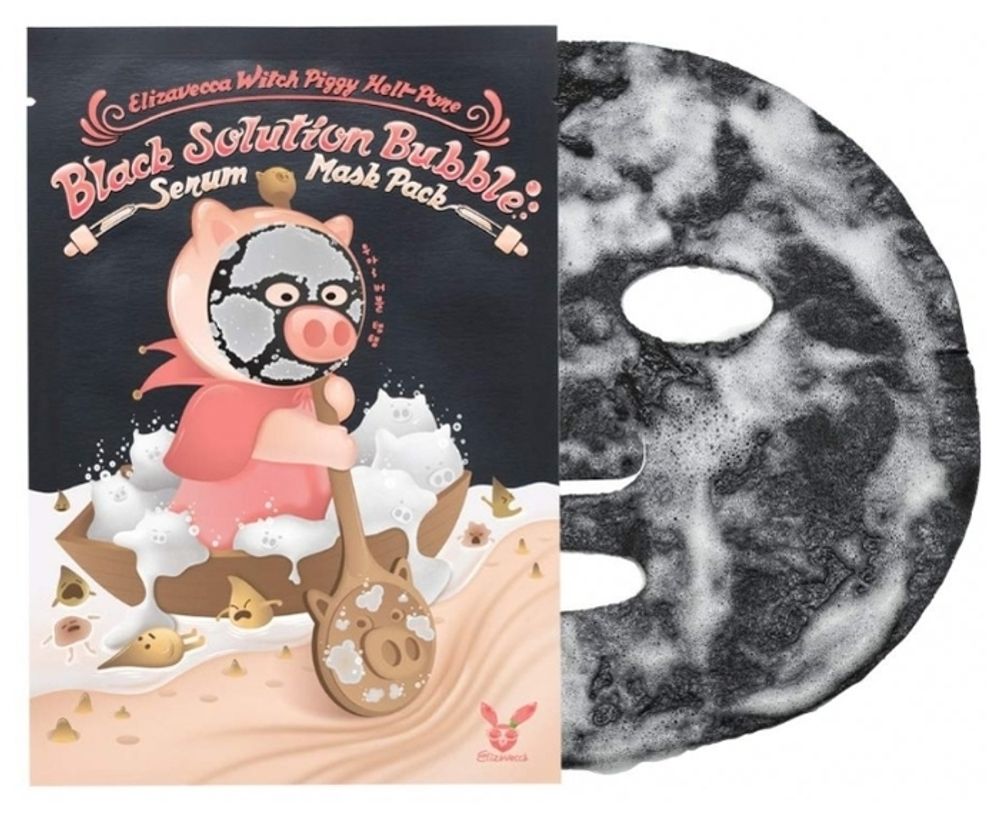 Elizavecca Witch Piggy Hell-Pore Black Solution Bubble Serum Mask Pack кислородно-пузырьковая маска с угольным порошком 28 г