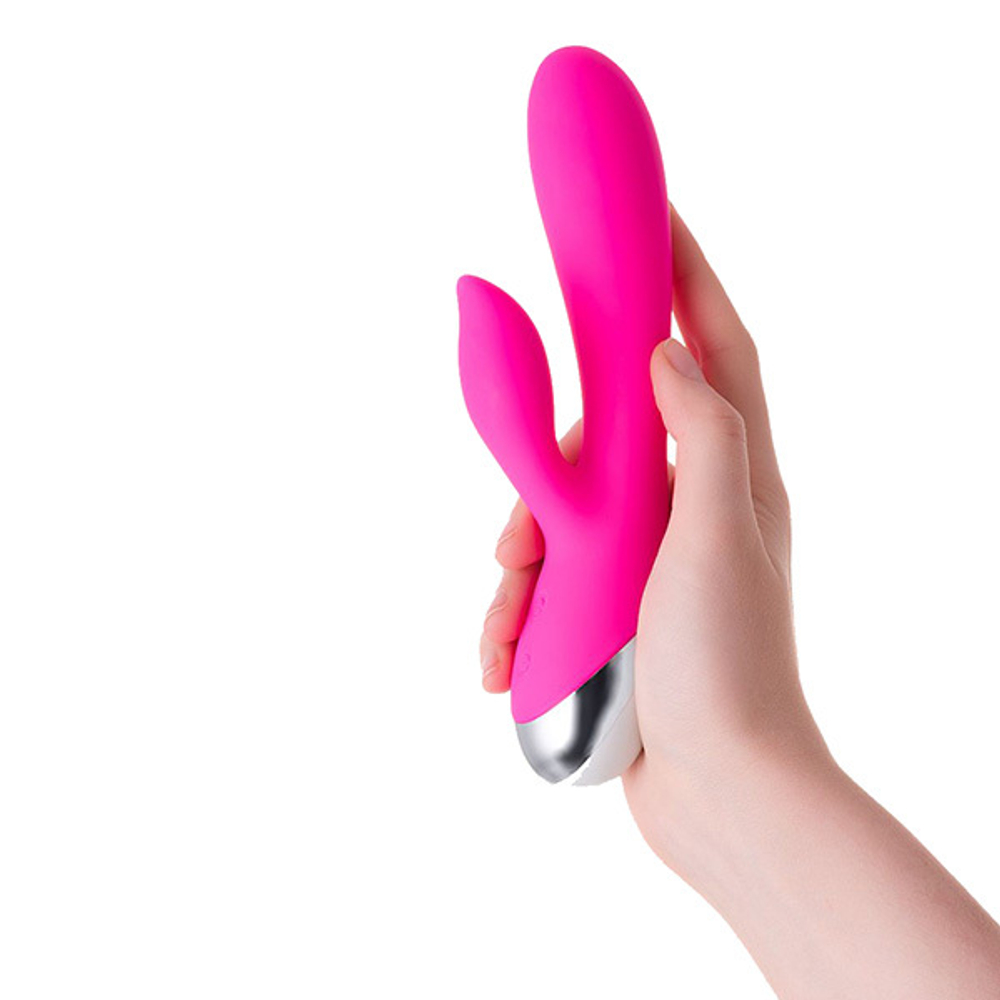 Розовый силиконовый вибратор 19см с клиторальным стимулятором ToyFa Lia L'roina 561007