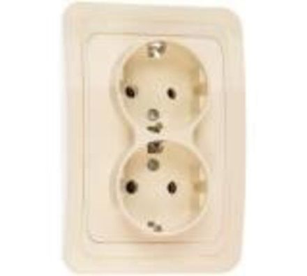Розетка двухместная "UNIVersal" серия "Валери" с/з, с/у, 16А, 220В, "слоновая кость" (ivory)