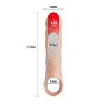 Телесная удлиняющая насадка с рельефом и вибрацией Brad - 21,3 см. (Цвет: телесный)