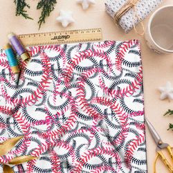 Ткань блэкаут длинные розовые и чёрные листья на белом фоне