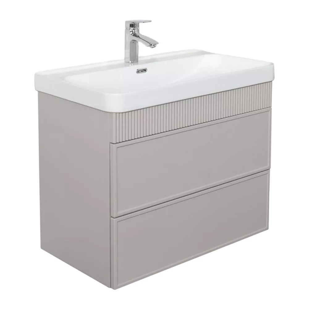 Подвесная тумба-умывальник Comforty Мадрид-80М2(Н) серый шёлк c раковиной CF19595BX-80