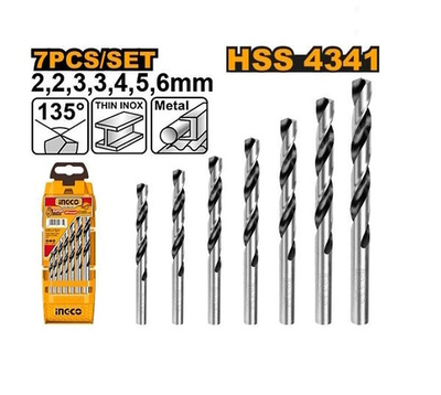 Набор сверел по металлу 7 шт. 2-6мм HSS INGCO AKD1075 INDUSTRIAL
