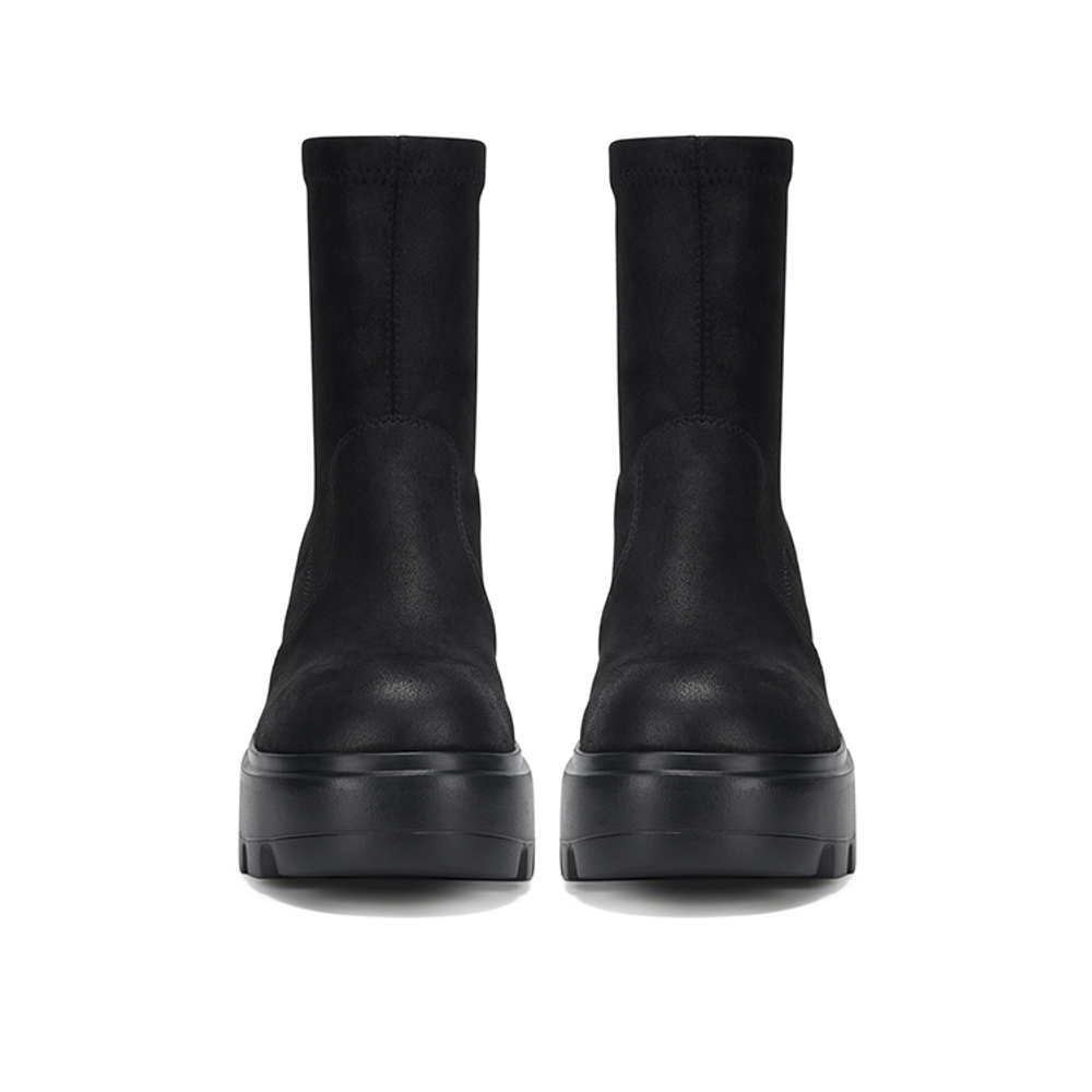 GG CC Slim Sock Boots British Style Elastic Ankle Boots Women"s Black