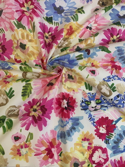 Коттон принт, цветы на молочном NB/Esc#068