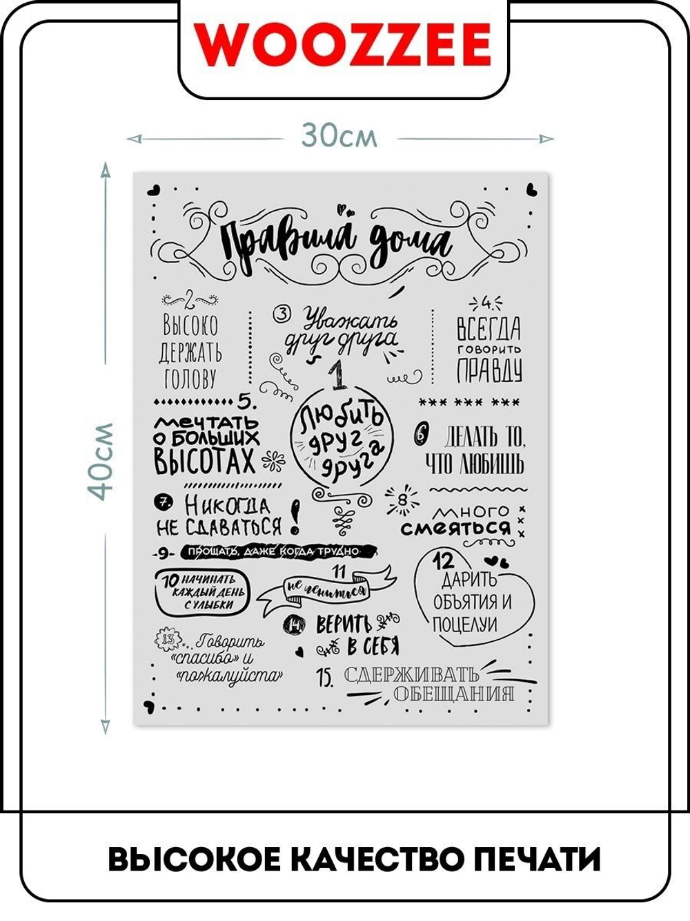 Постер "Правила дома" серый фон