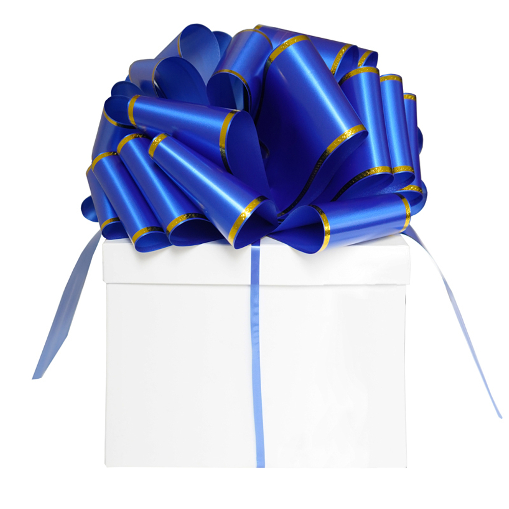 Бант-шар "Гигант" Синий с золотой полоской 35 см