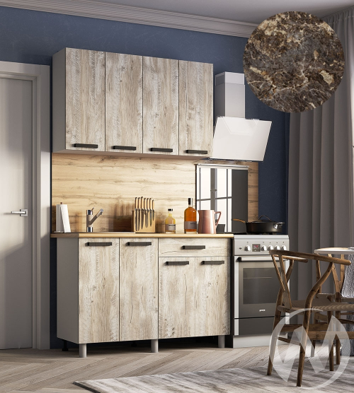 Кухня Элиана 1.2м (корпус белый/дуб юкон) 38мм королевский опал