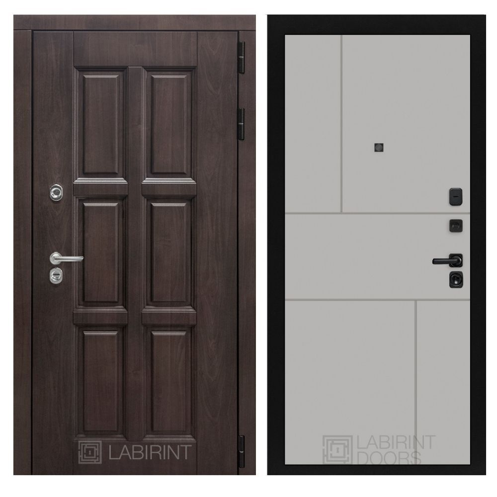 Дверь с терморазрывом входная Лабиринт ЛОНДОН ТЕРМО 21 Грей софт