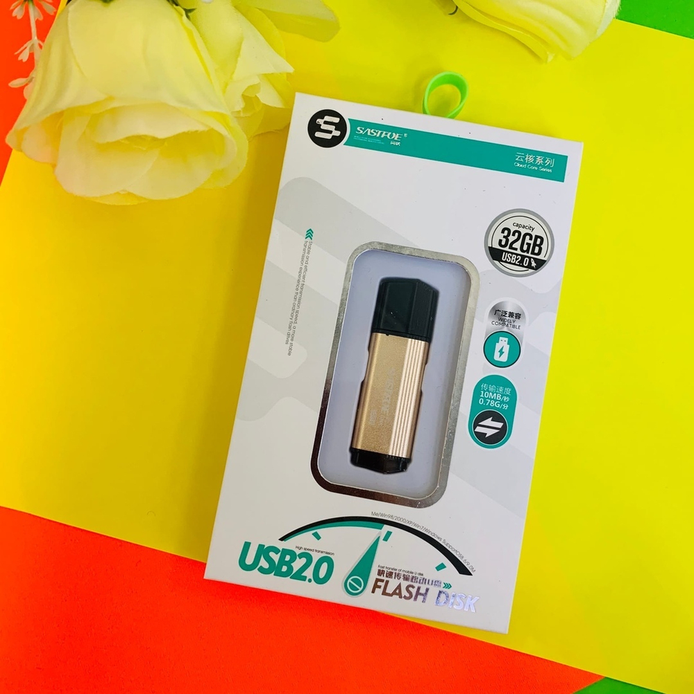 USB Флешка 32GB Sastfoe, USB 2.0, золотая АКЦИЯ