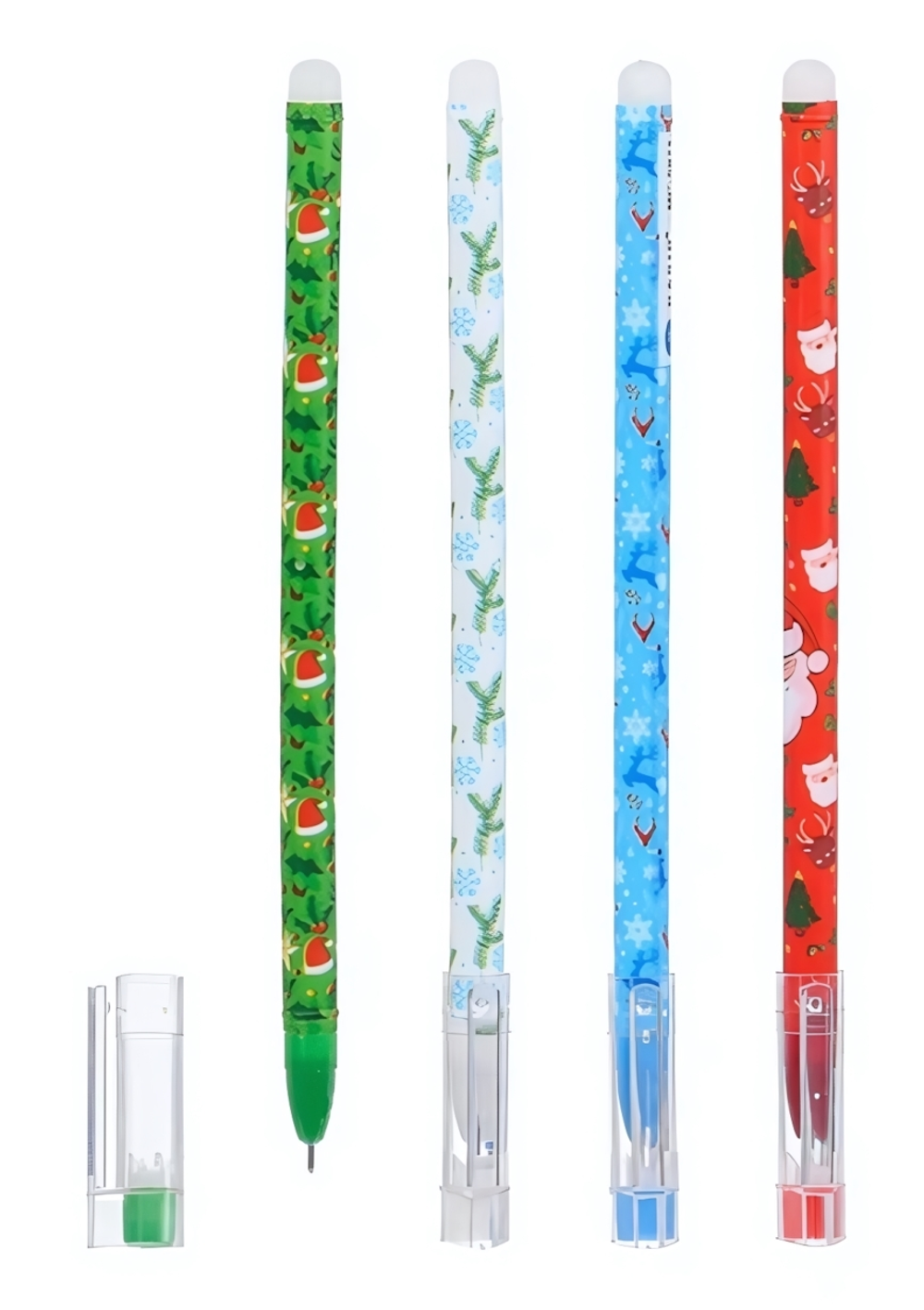 Ручка пиши-стирай гелевая 0.5мм. синяя "Новогодняя" (Basir)