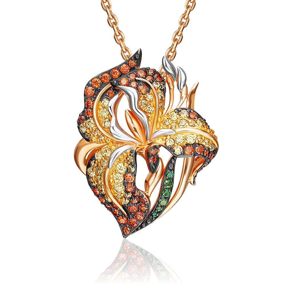 Подвеска «Ирис» из красного золота с фианитами