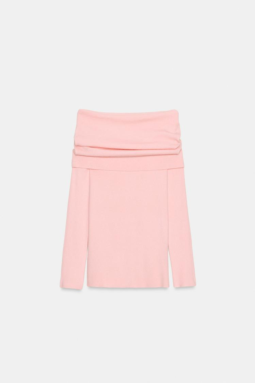 ZARA СВИТЕР С ОТКРЫТЫМИ ПЛЕЧАМИ, СВЕТЛО-РОЗОВЫЙ