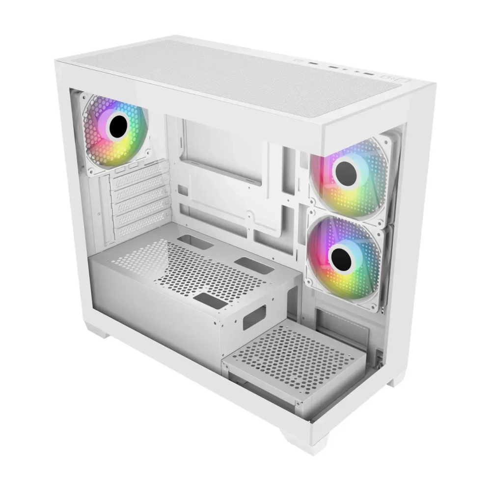 Компьютерный корпус FSP S340, Без БП, 2xUSB3.0, 3xFAN120 ARGB, 2xGlass, White, mATX