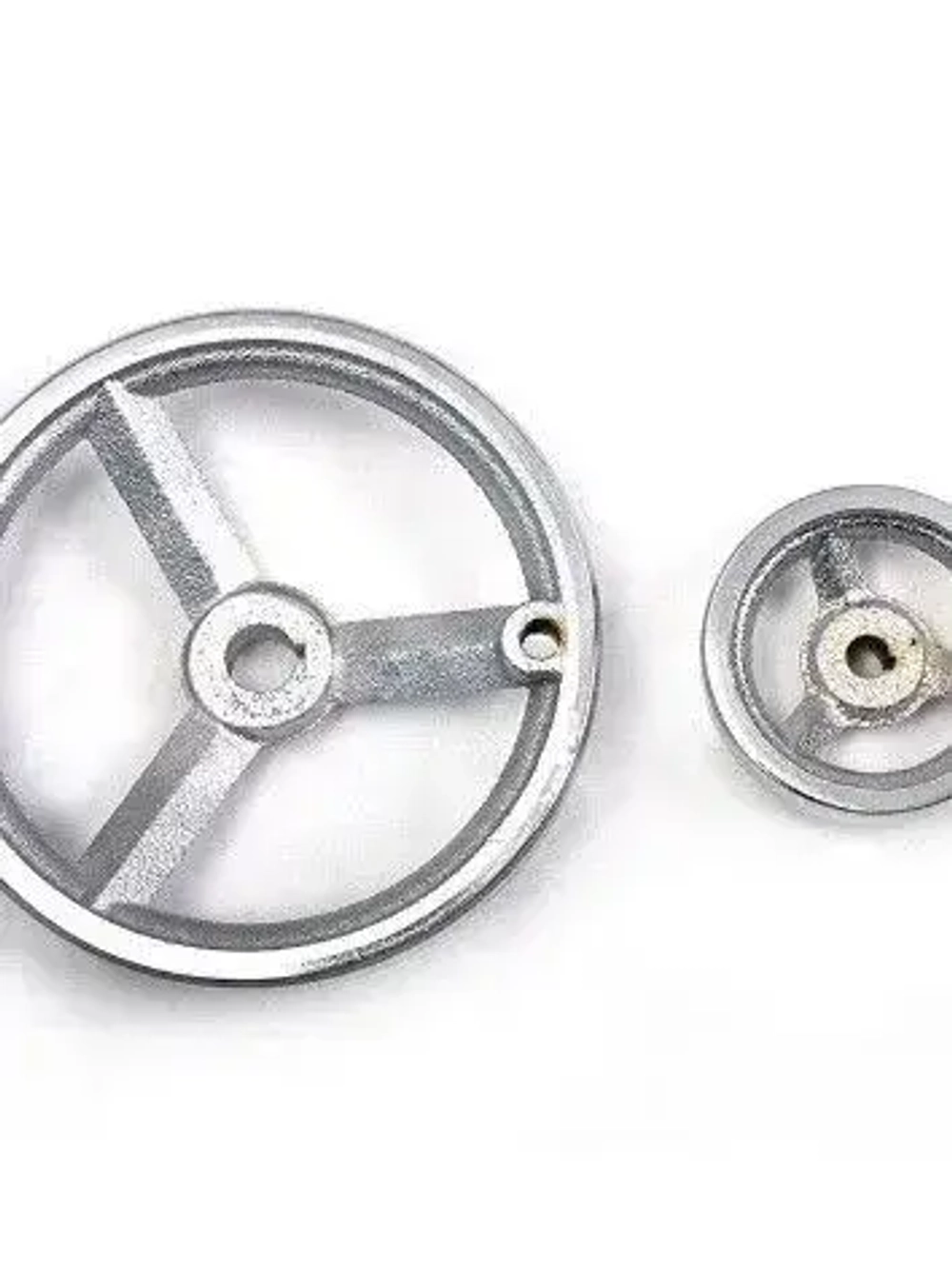 Маховик чугун 125х14х5мм (Dxdxb) с 3-мя спицами, с ручкой М8