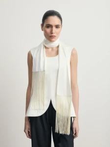 Молочный корсетный топ из атласа "Muse Blanc"