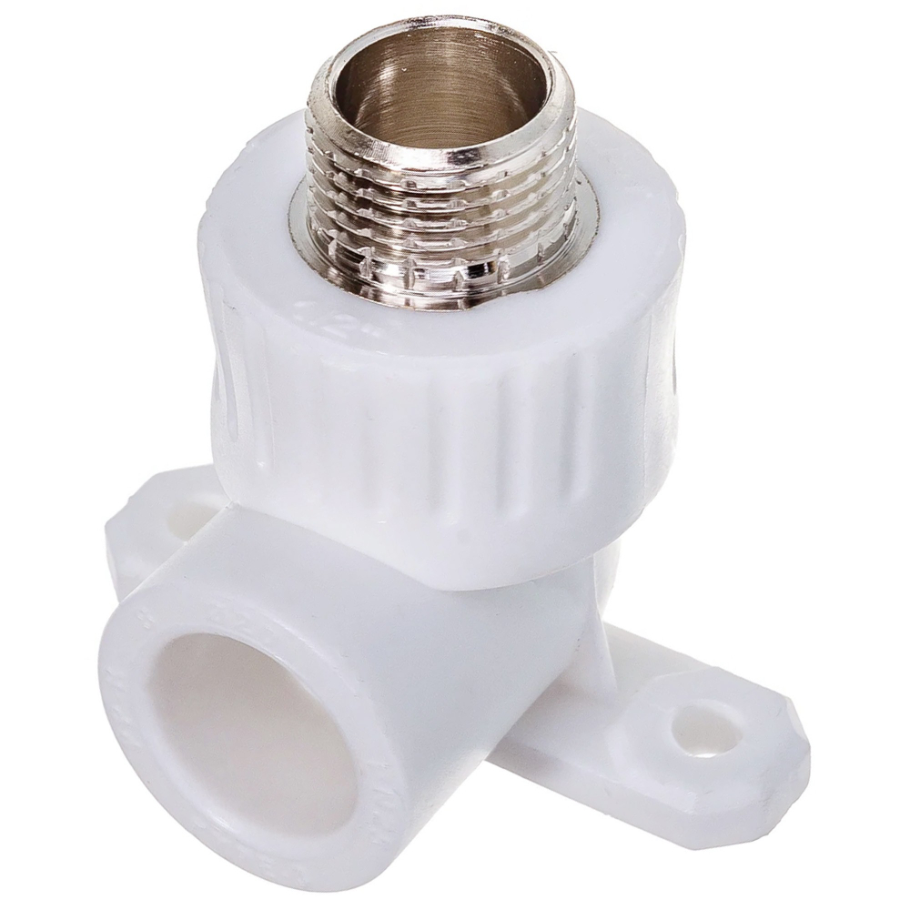 Угольник PP-R РТП комб. с креплен. D 20х1/2" НР, (75/25) белый