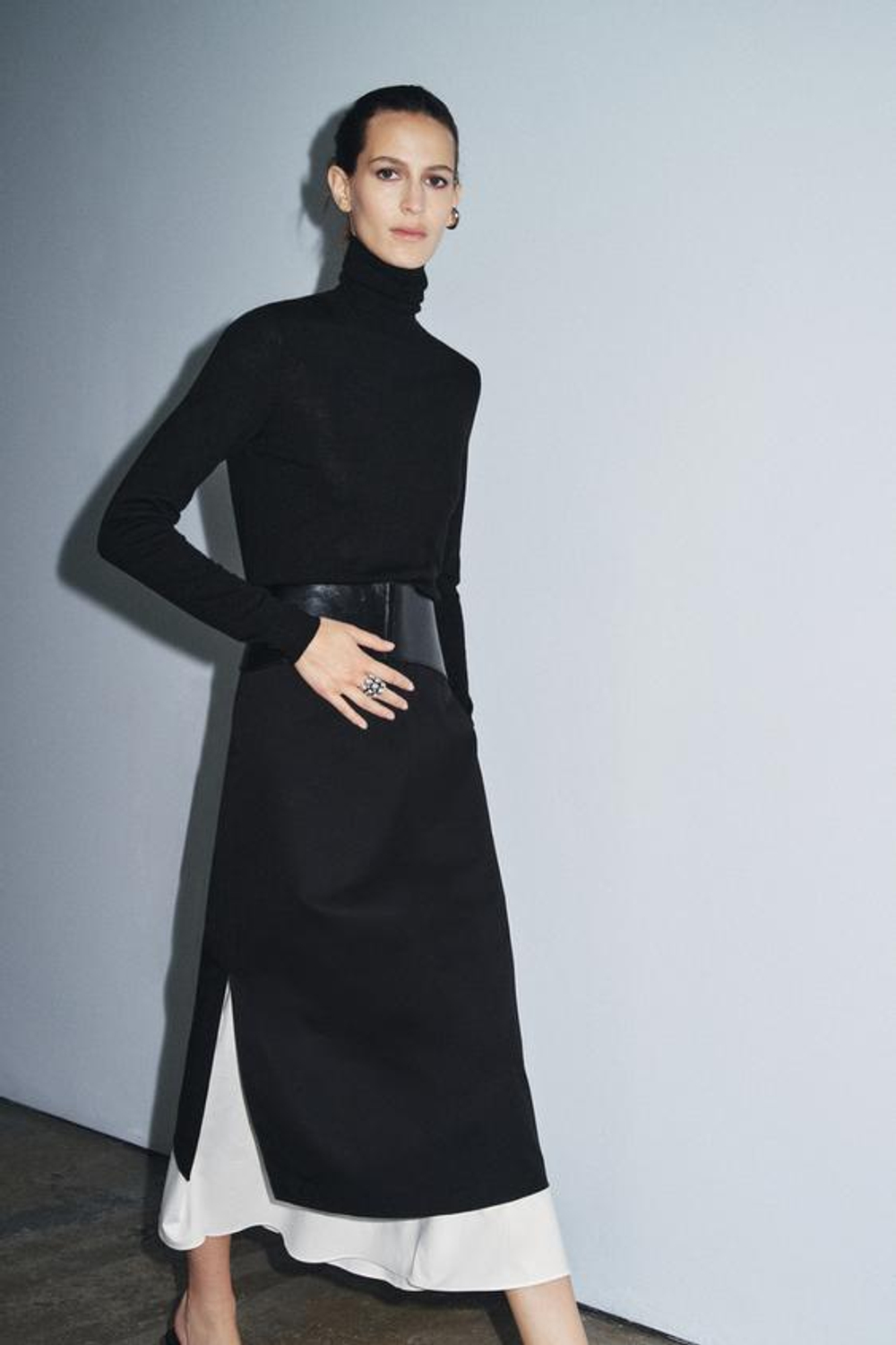 ZARA КОМБИНИРОВАННАЯ ЮБКА — ZW COLLECTION, ЧЕРНЫЙ/БЕЛЫЙ