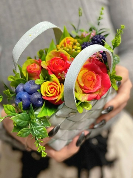 "Грейс" букет из мыла в берестяной сумочке