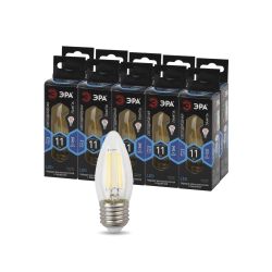 Лампа светодиодная ЭРА F-LED B35-11w-840-E27 11Вт филамент свеча нейтральный белый свет Е27 | Филаментные декоративные
