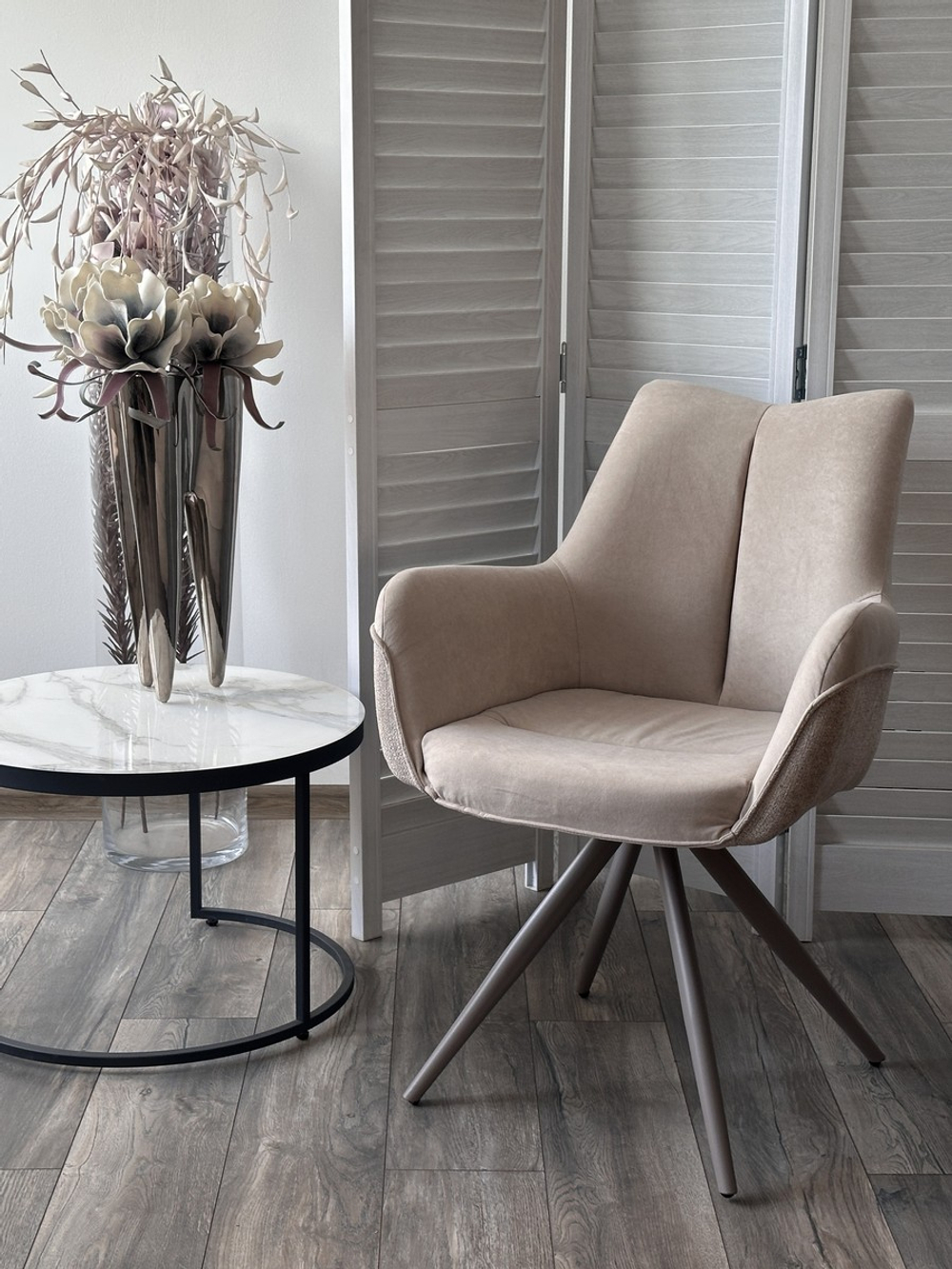 Стул МАРК 360 град., цвет B-03/LOTOS-03 бежевый, велюр / латте каркас М-City