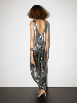 Massimo Dutti Топ свободного кроя на бретелях с металлическим блеском, серебряный