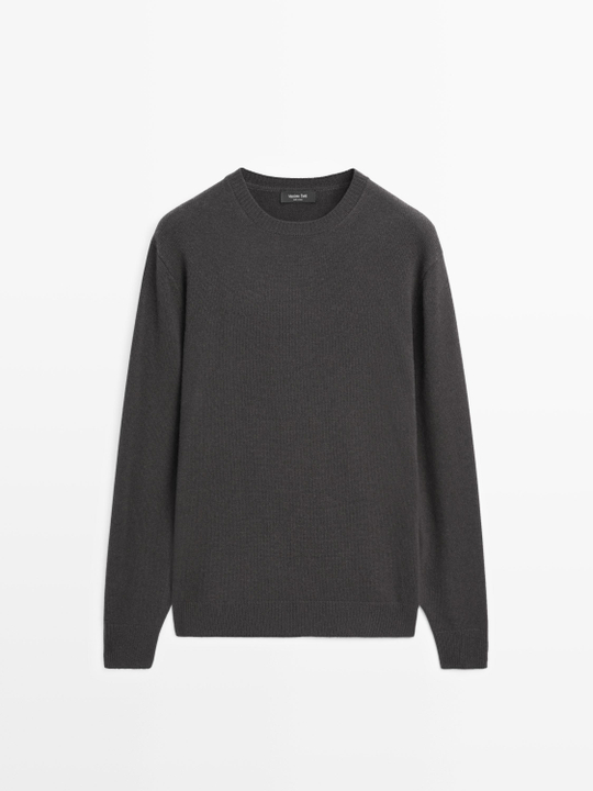 Massimo Dutti Свитер из смесовой шерсти с круглым вырезом, серый