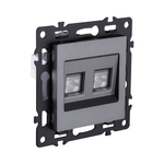 Розетка двойная Ethernet RJ45 Cat.6, серый Kollinger Asthetik AS-018GY