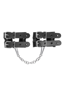 Наручники-браслеты Pecado BDSM, из двух ремешков, натуральная кожа, чёрные