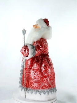 Кукла фарфоровая Дедушка Мороз в парчовой шубе под елку