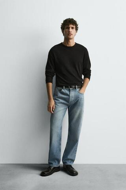 ZARA ДЖИНСЫ STRAIGHT ДЛИНОЙ ДО ЩИКОЛОТКИ, ВЫЦВЕТШИЙ СИНИЙ