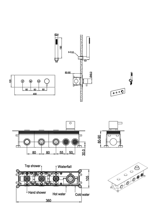 Смеситель FUSION с ручным душем GOLD
