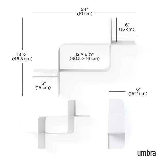Набор металлических настенных полок montage, 2 шт., белый