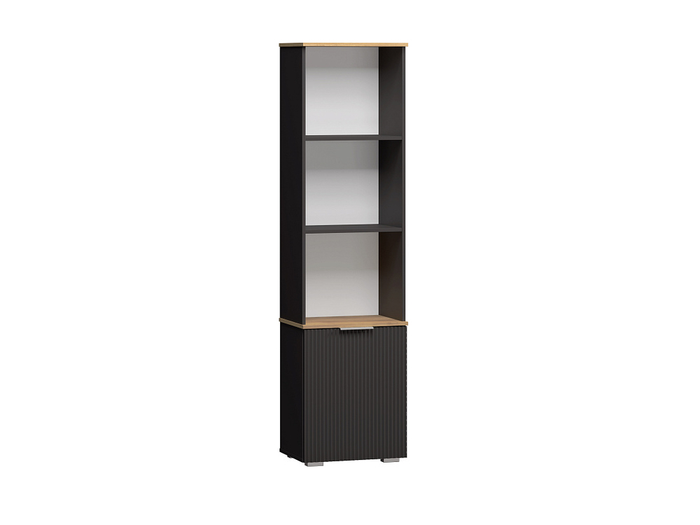 Стеллаж Салерно 1 (МДФ) 23006 Софт Черный агат Черный 0190 PE 49*36*190 см, Черный   Фиеста
