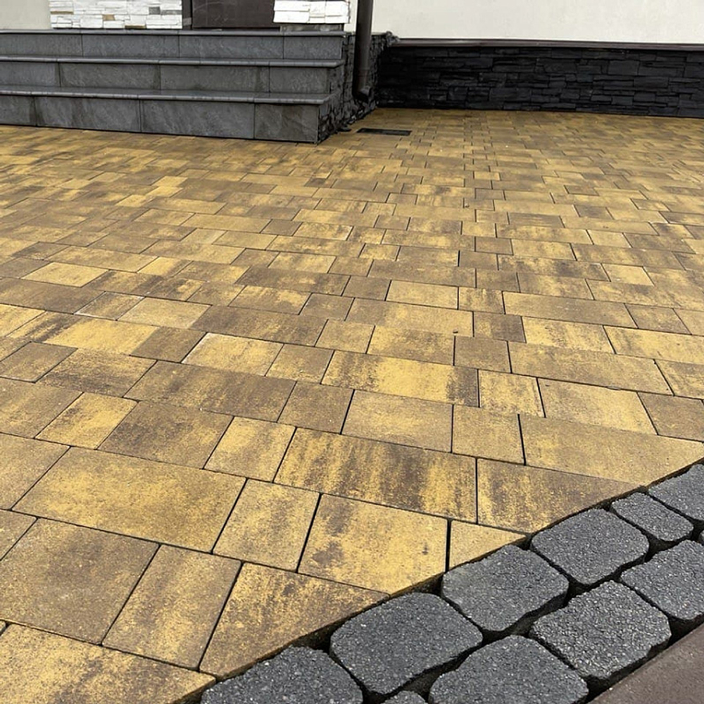 Тротуарная плитка СТАРЫЙ ГОРОД - Листопад гладкий Янтарь, комплект из 3 видов плит