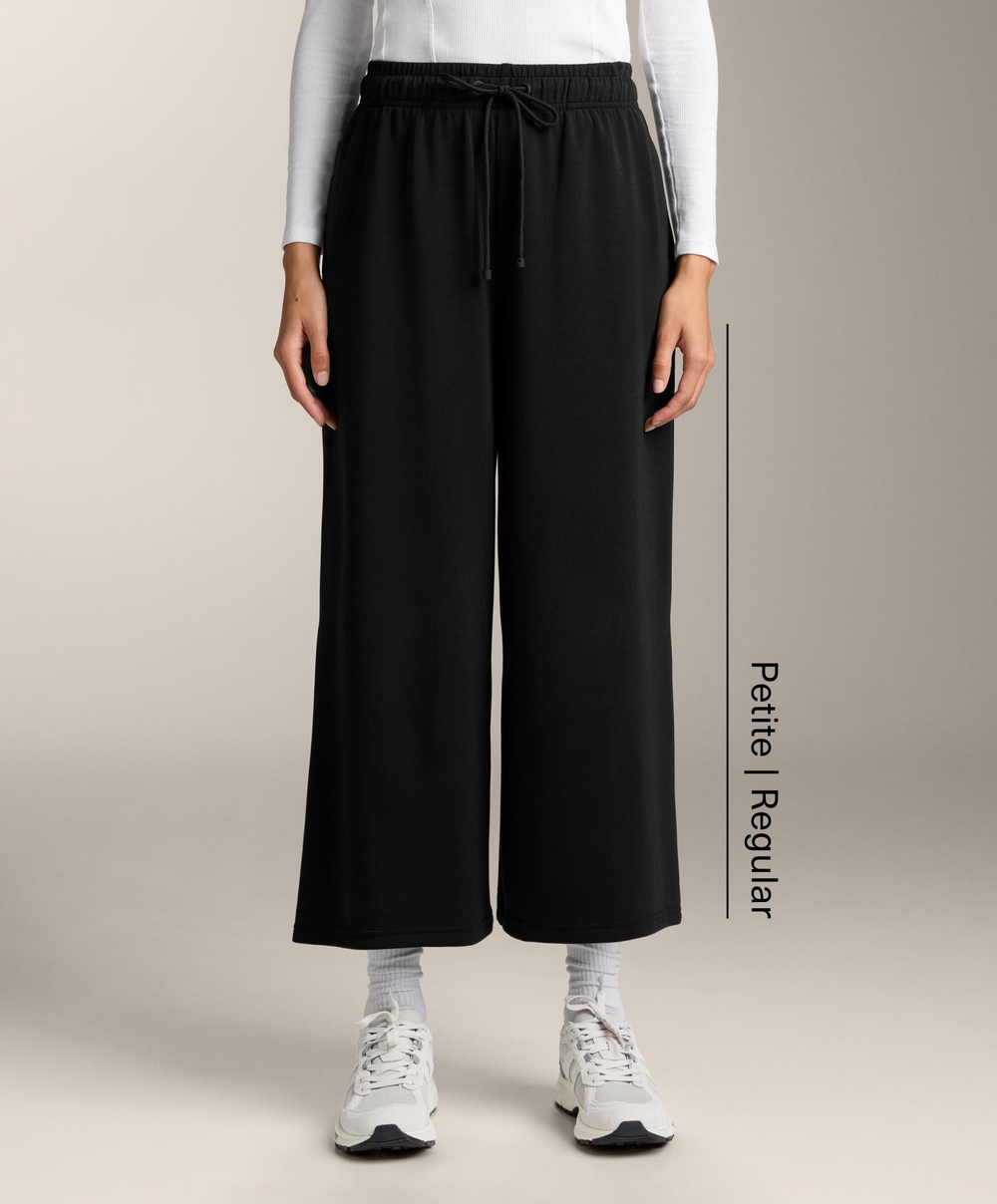 OYSHO Укороченные брюки с широкими штанинами с модалом, черный