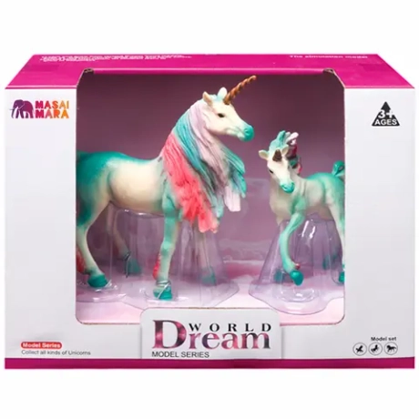 Набор фигурок животных Мир фэнтези Семья зеленых единорогов 2 шт