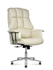 Кресло офисное Норден / Президент / сталь + хром / слоновая кость кожа