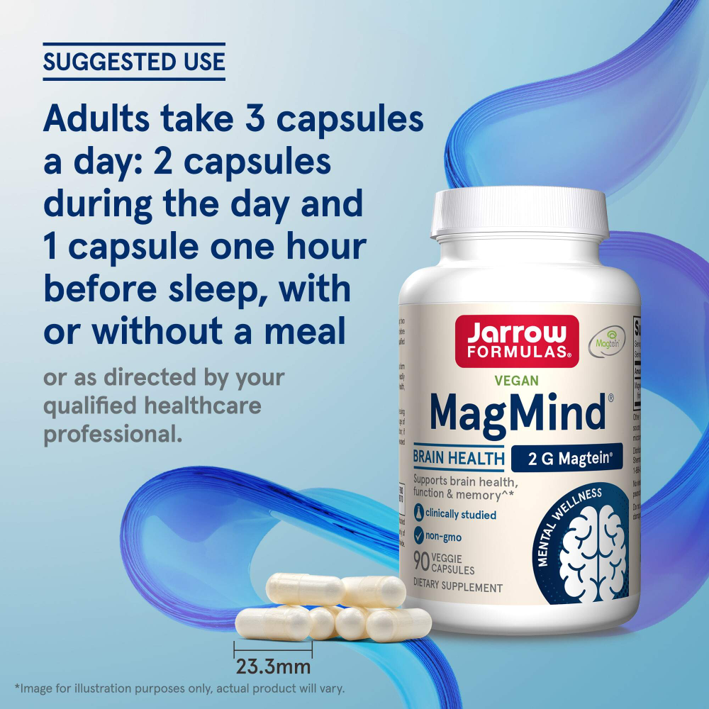 Jarrow Formulas, MagMind® для веганов, добавка для здоровья мозга, 90 растительных капсул (48 мг в 1 капсуле)